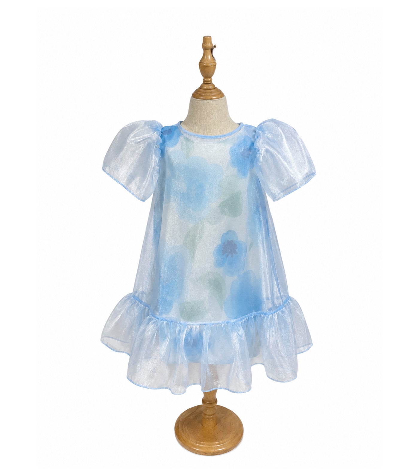 Brielle Cotton Dress with Organza Shirred Sleeves