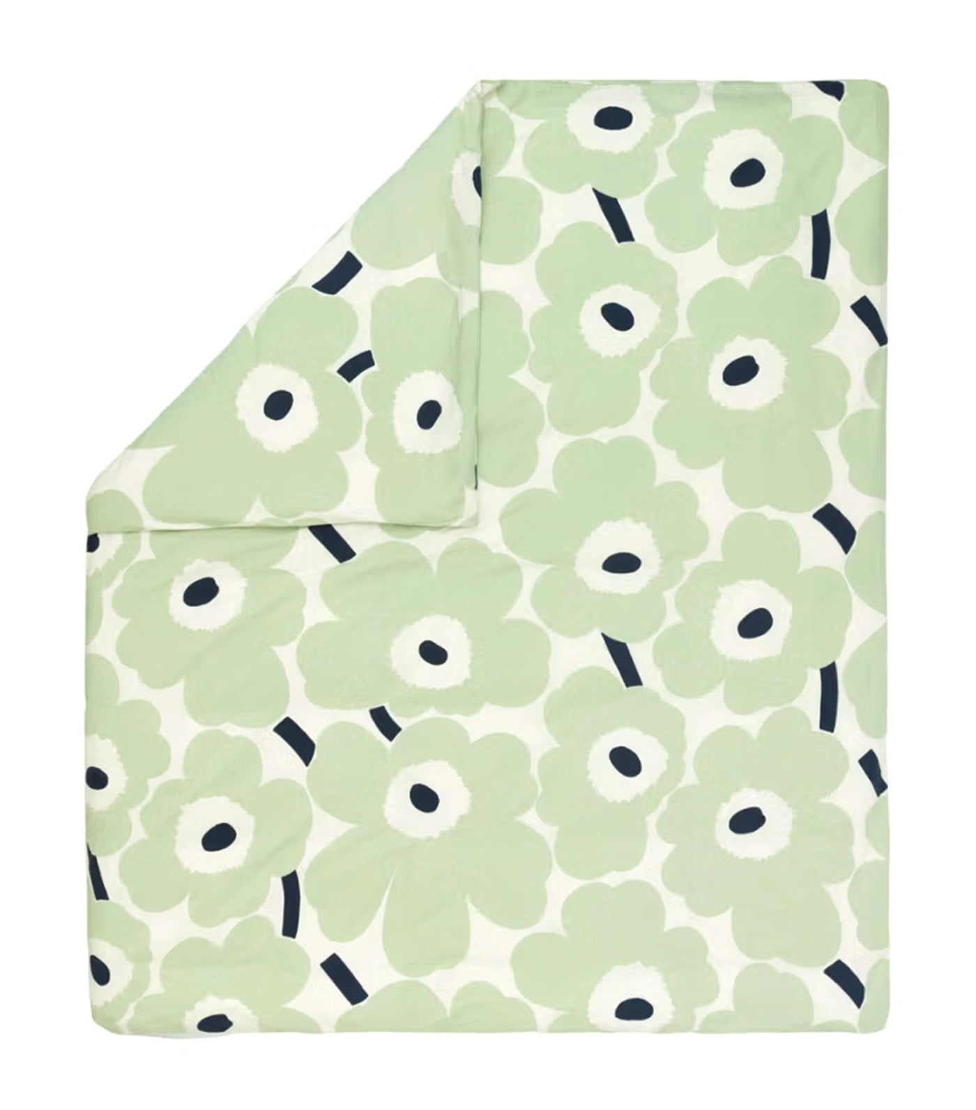 Unikko Duvet Cover and Pillow Case Off White/Sage/Dark Blue