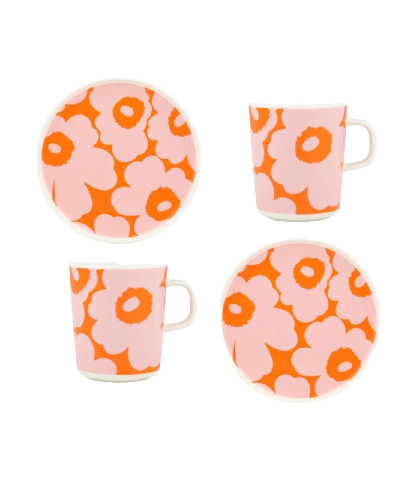 Oiva / Unikko Collection White, Pink, and Orange
