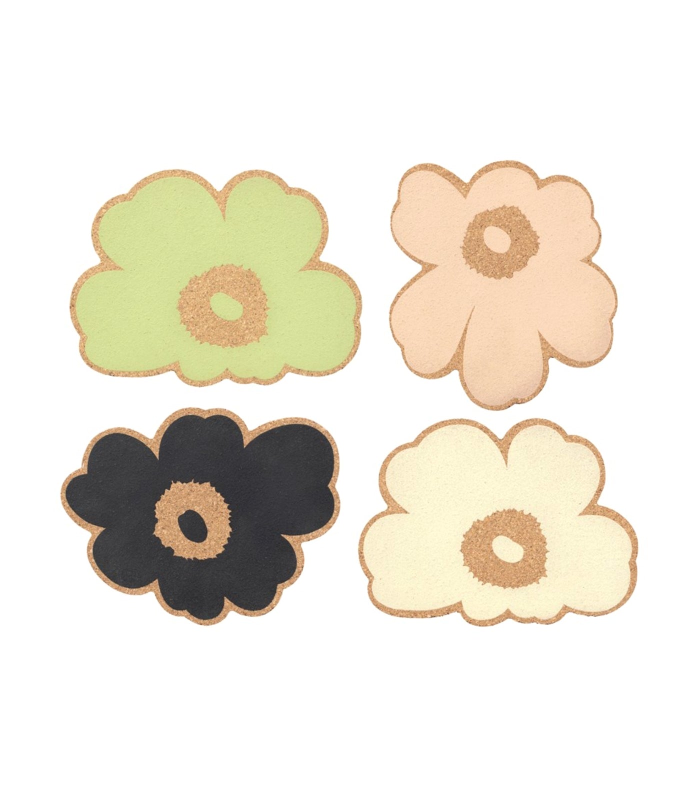 Unikko Cork Coaster Set of 4 Multicolor