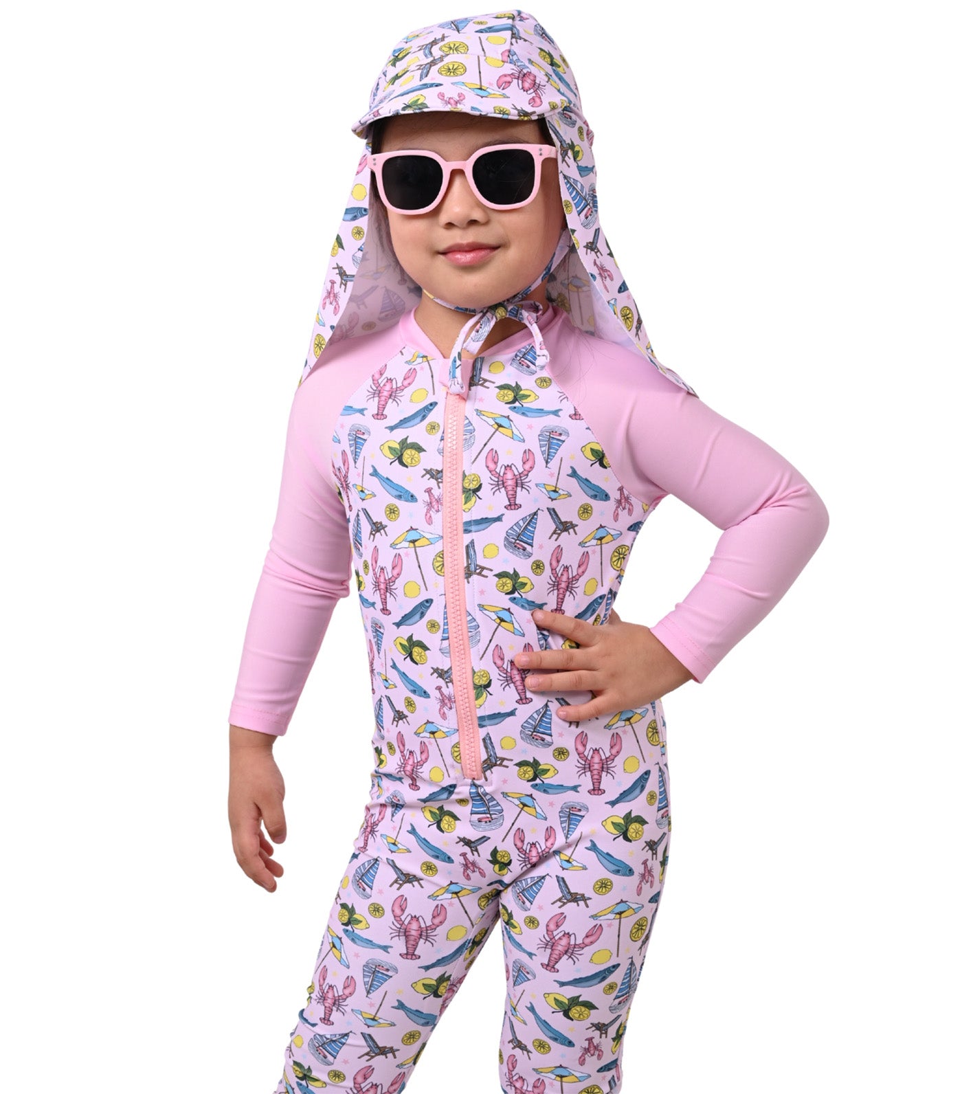 Mila Girls UPF50+ Full-On Rash Guard with Sun Hat