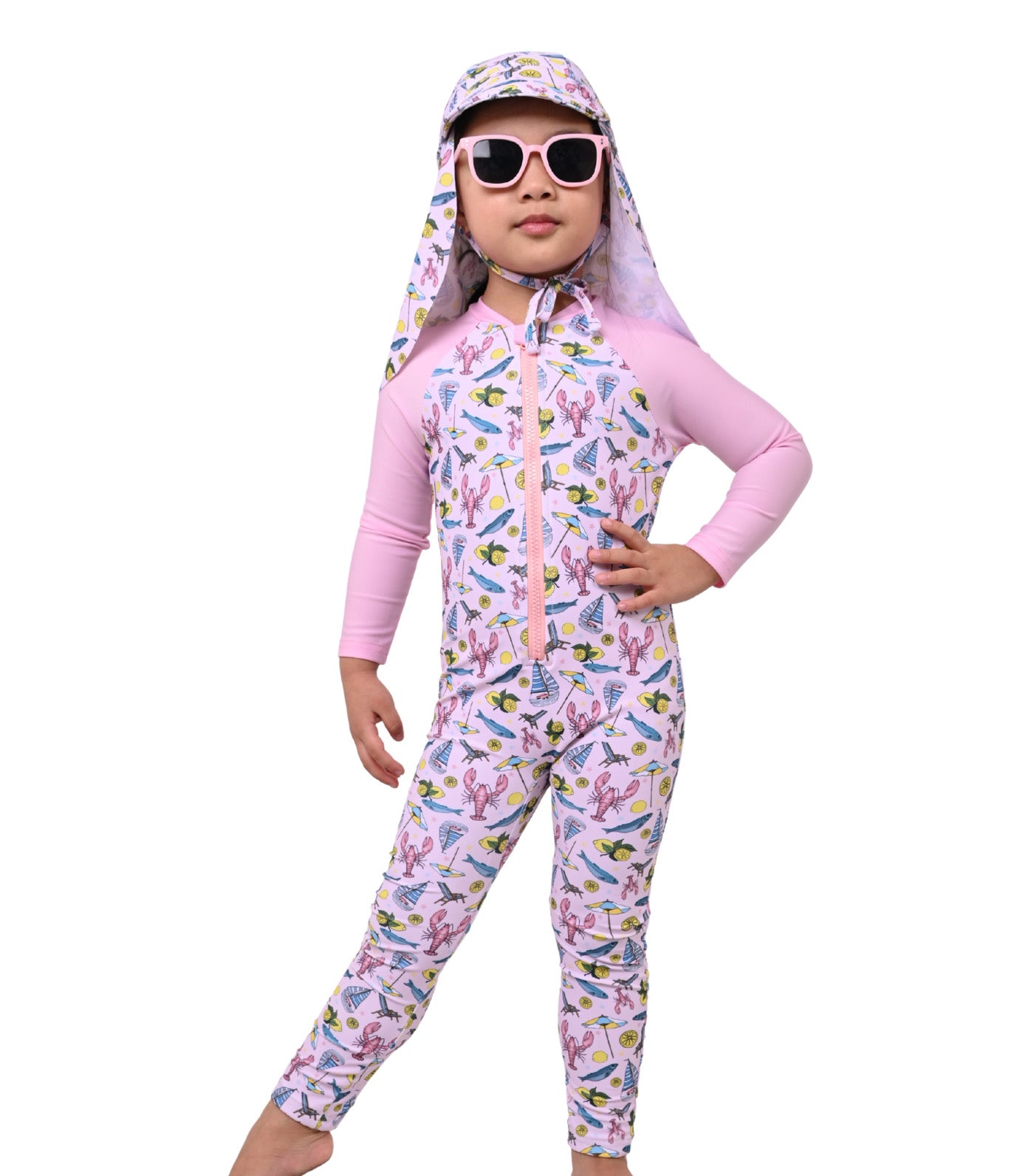 Mila Girls UPF50+ Full-On Rash Guard with Sun Hat