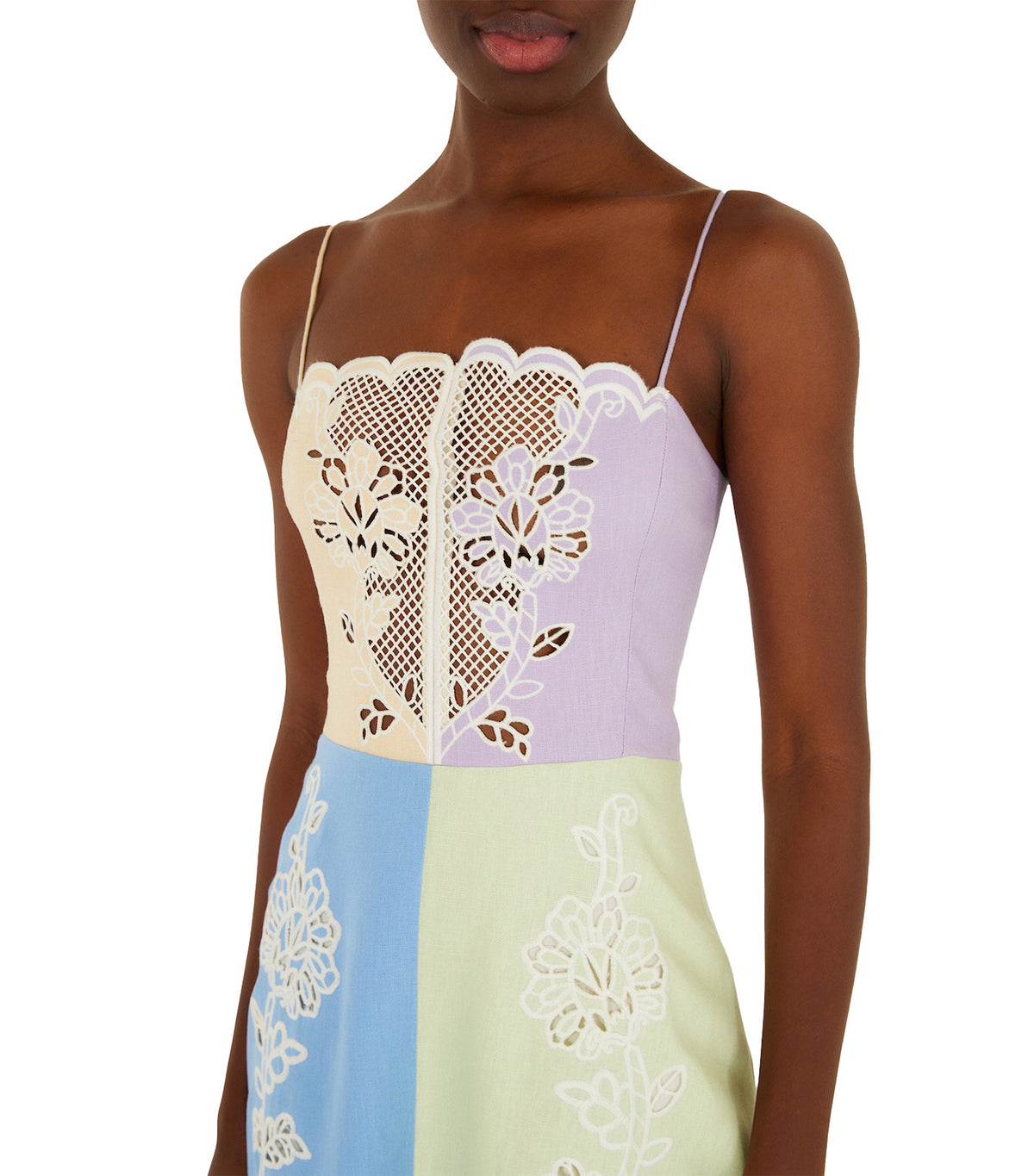 Multicolor Embroidery Sleeveless Midi Dress Multi