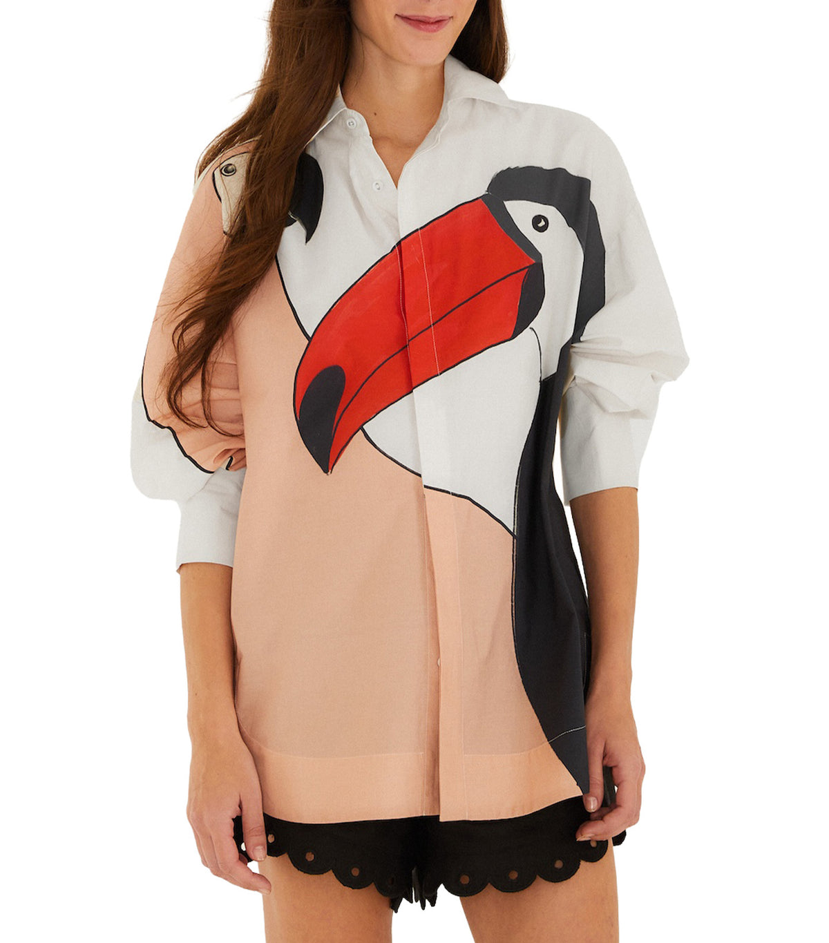 Graphic Birds Shirt Blush Pink Multi