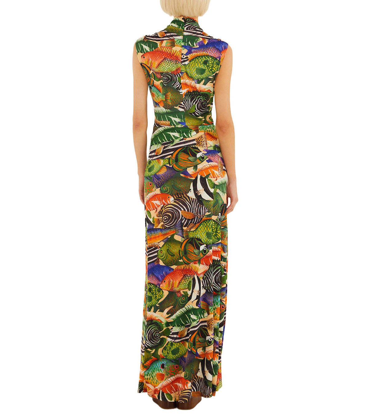 Fish Sea Sleeveless Maxi Dress Multicolor