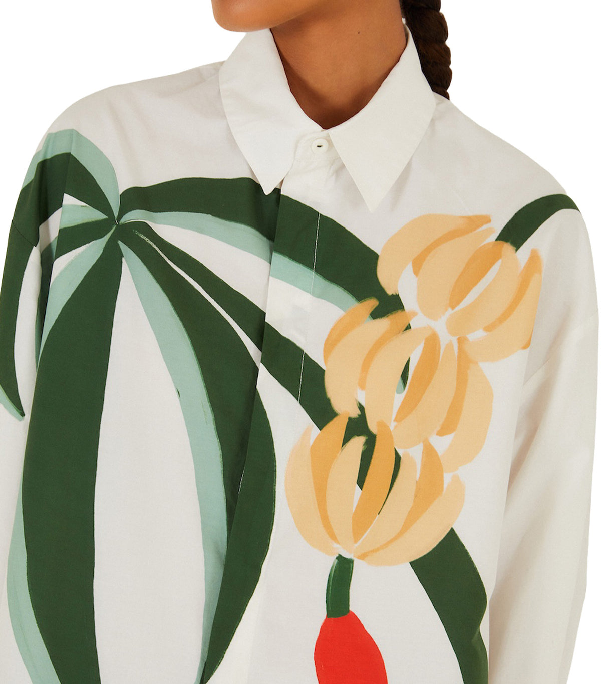 Graphic Banana Tree Applique Shirt White
