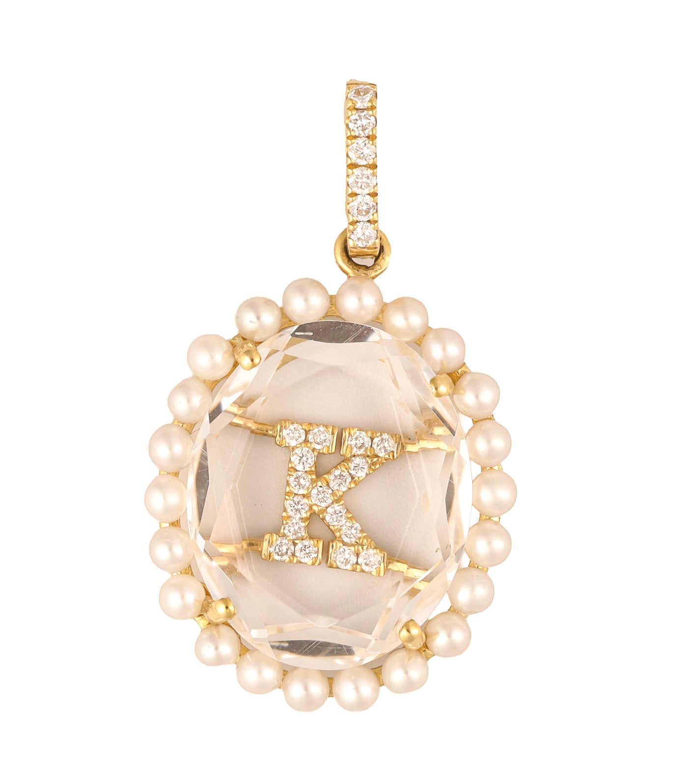 Letter K Oval Quarts Pendant