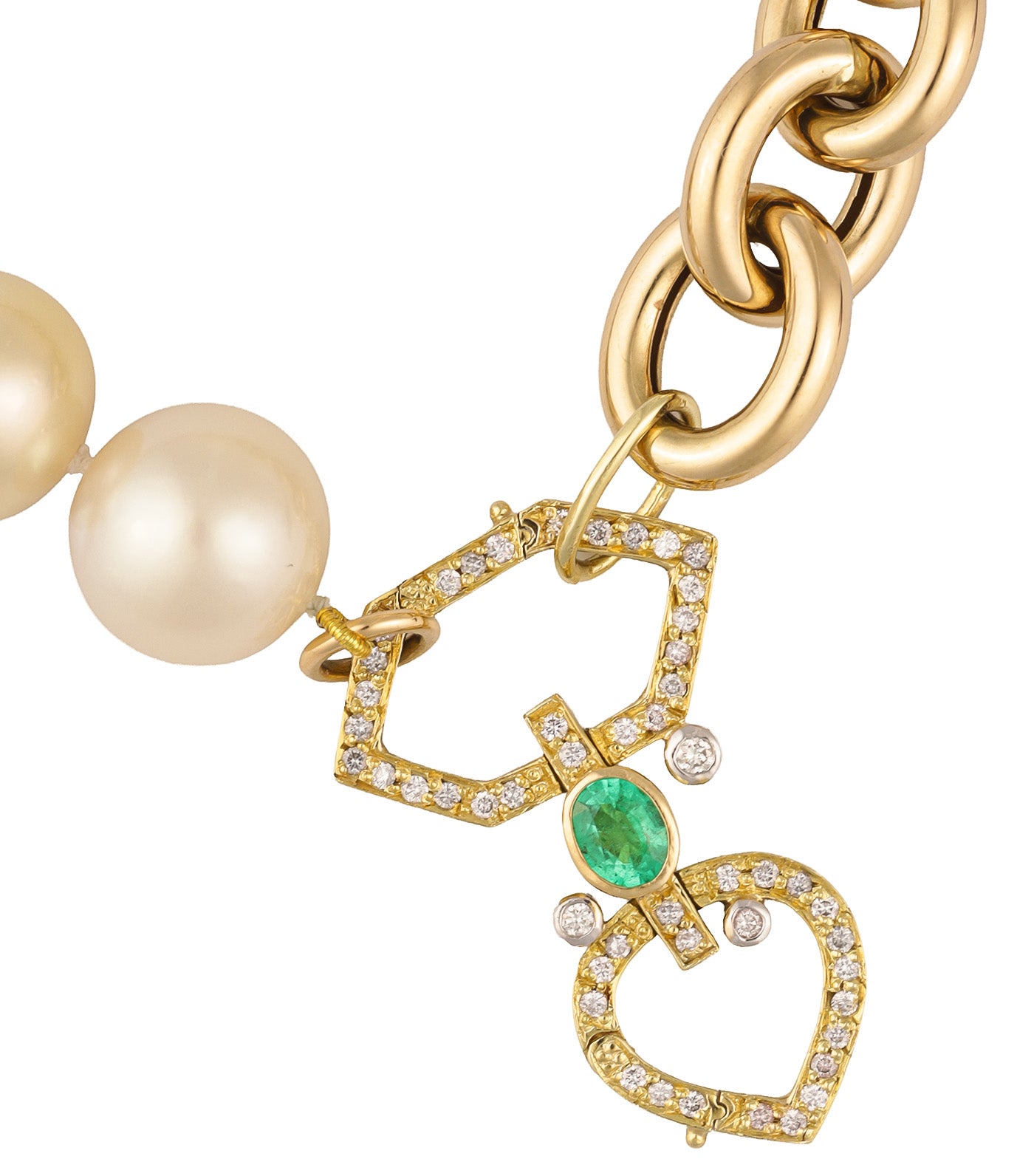Oval Link and Pearl Champagne and Yanna Lock Necklace