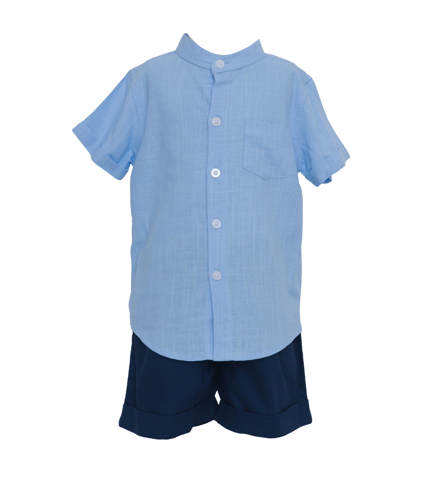 Boys Short-Sleeve Polo and Chino Shorts Set Blue