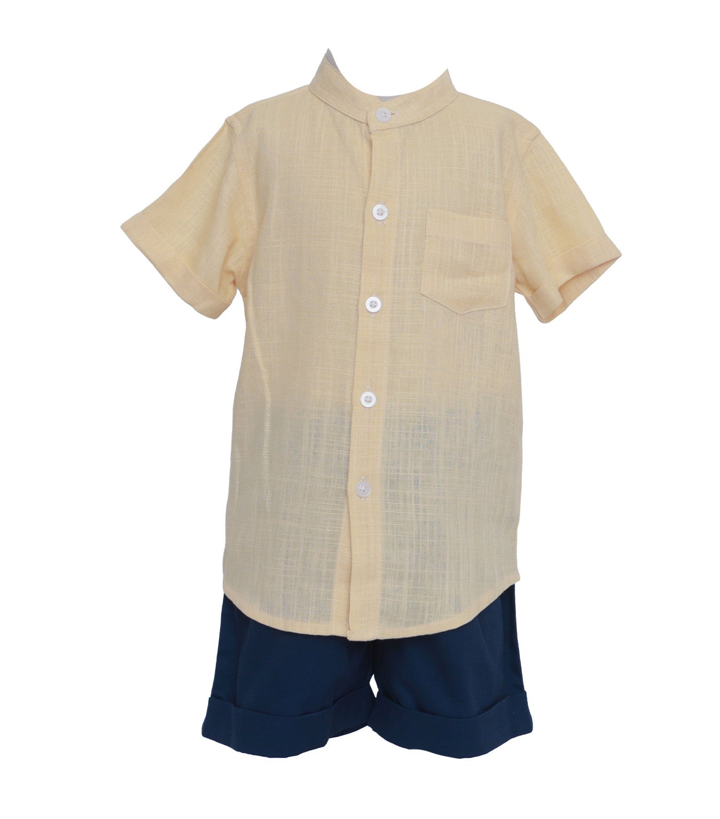 Boys Short-Sleeve Polo and Chino Shorts Set Yellow