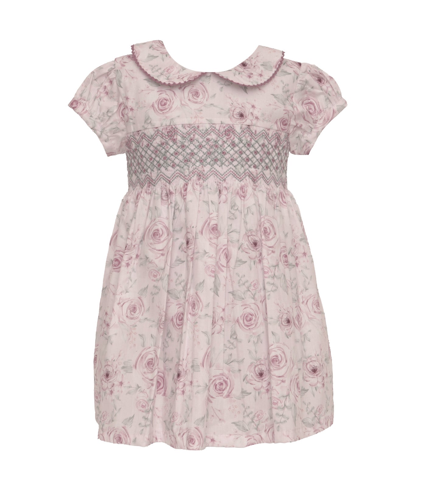 Floral Smocked Dress Pink Roses