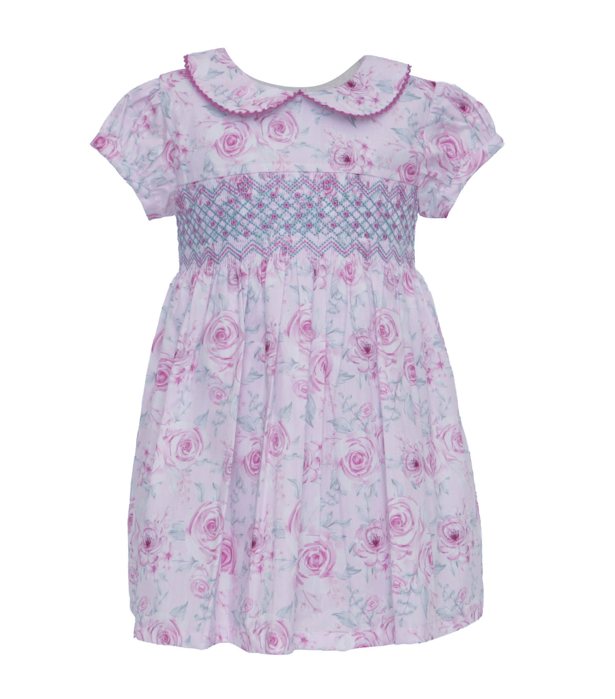 Floral Smocked Dress Pink Roses