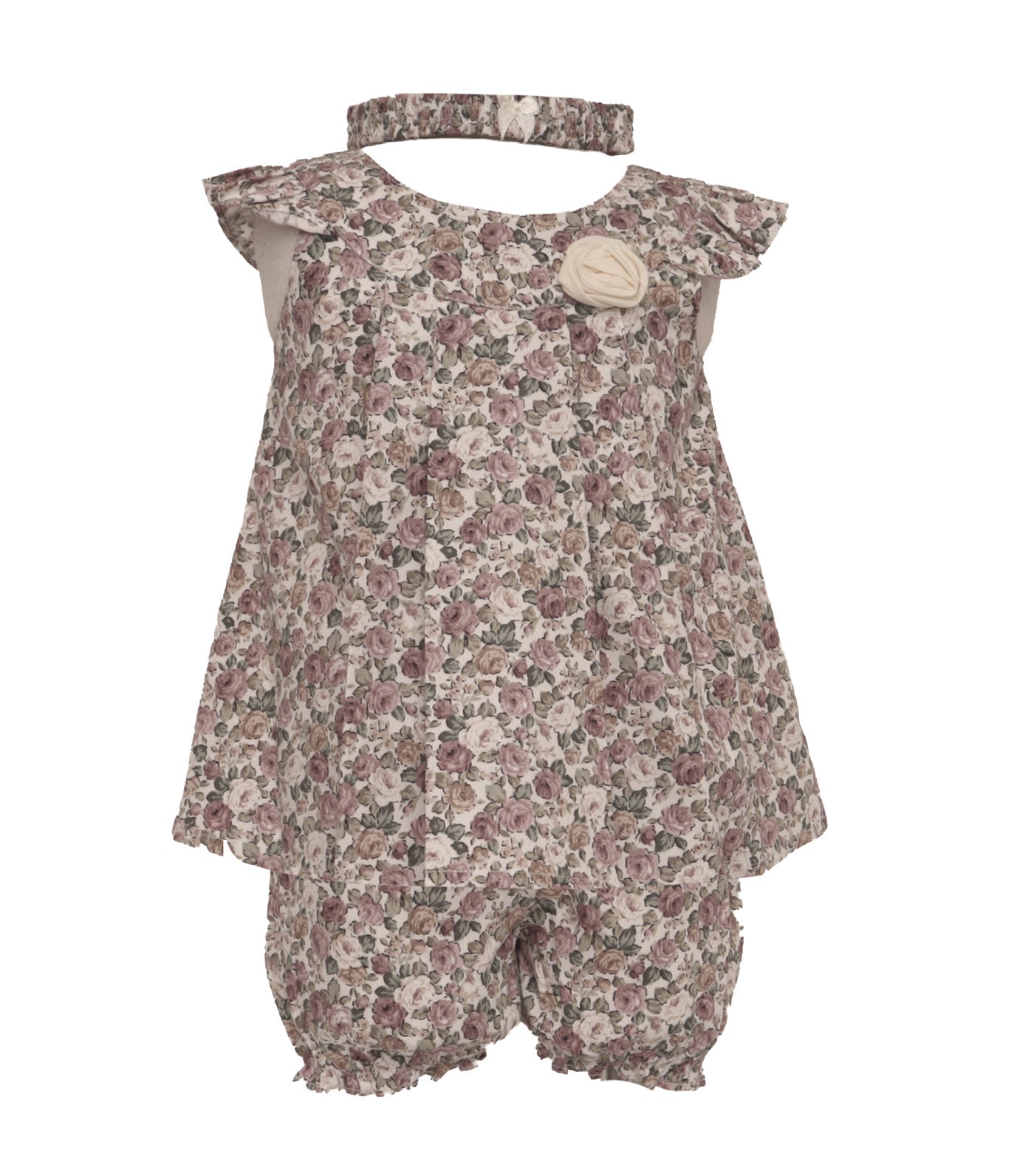 Baby Floral Dress with Bloomers and Headband Pink Floral