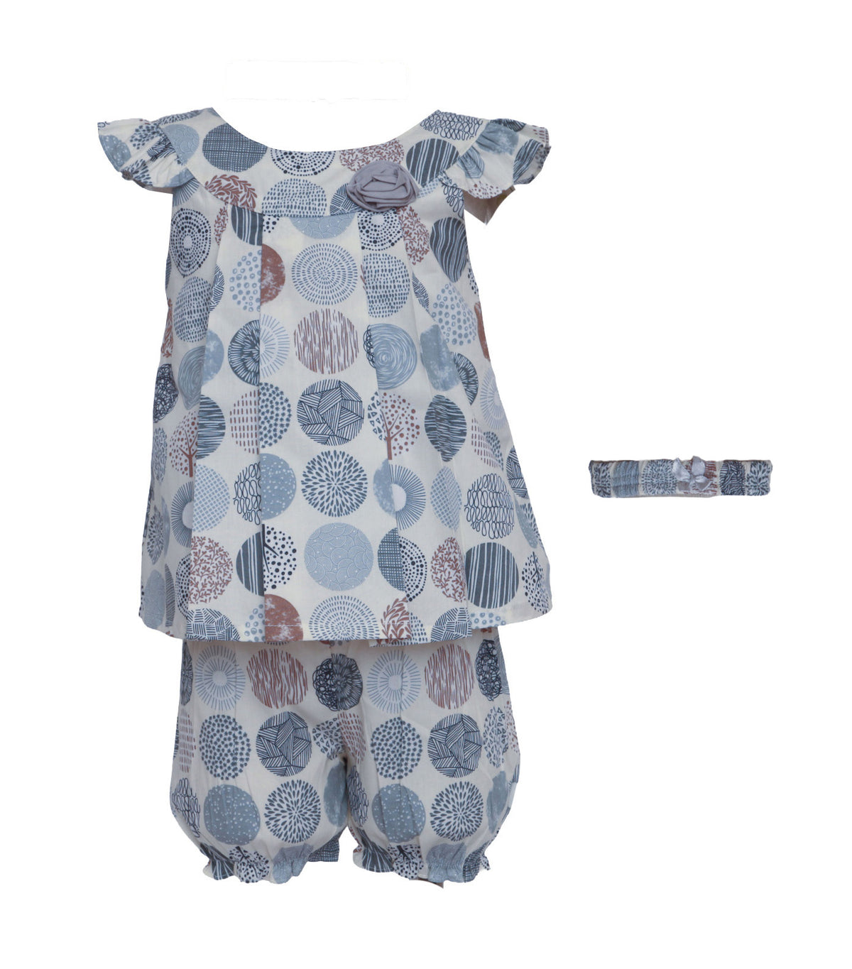 Baby Dress with Bloomers and Headband Brown