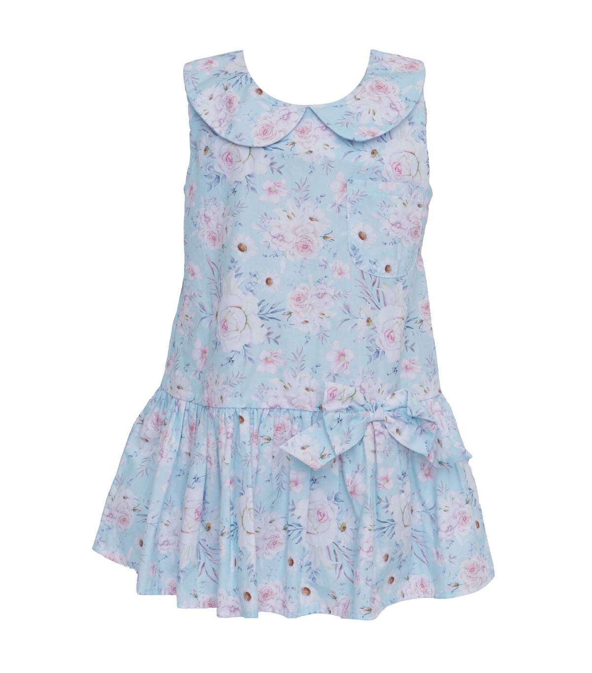 Floral Sleeveless Dress Light Blue