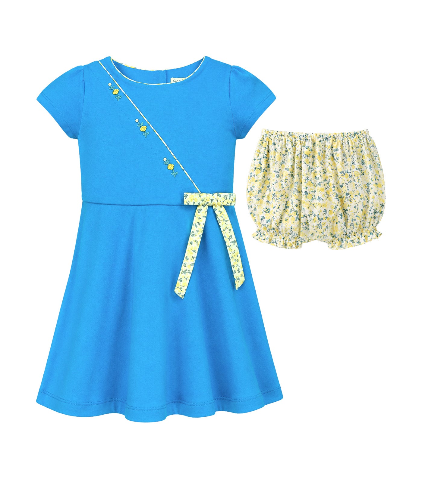 Harley Baby Girls Embroidered Dress Blue