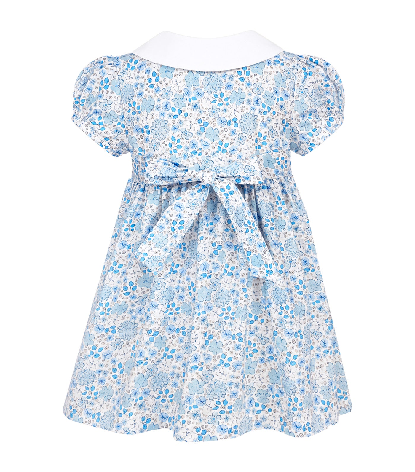 Noona Baby Girls Floral Smocked Dress Blue