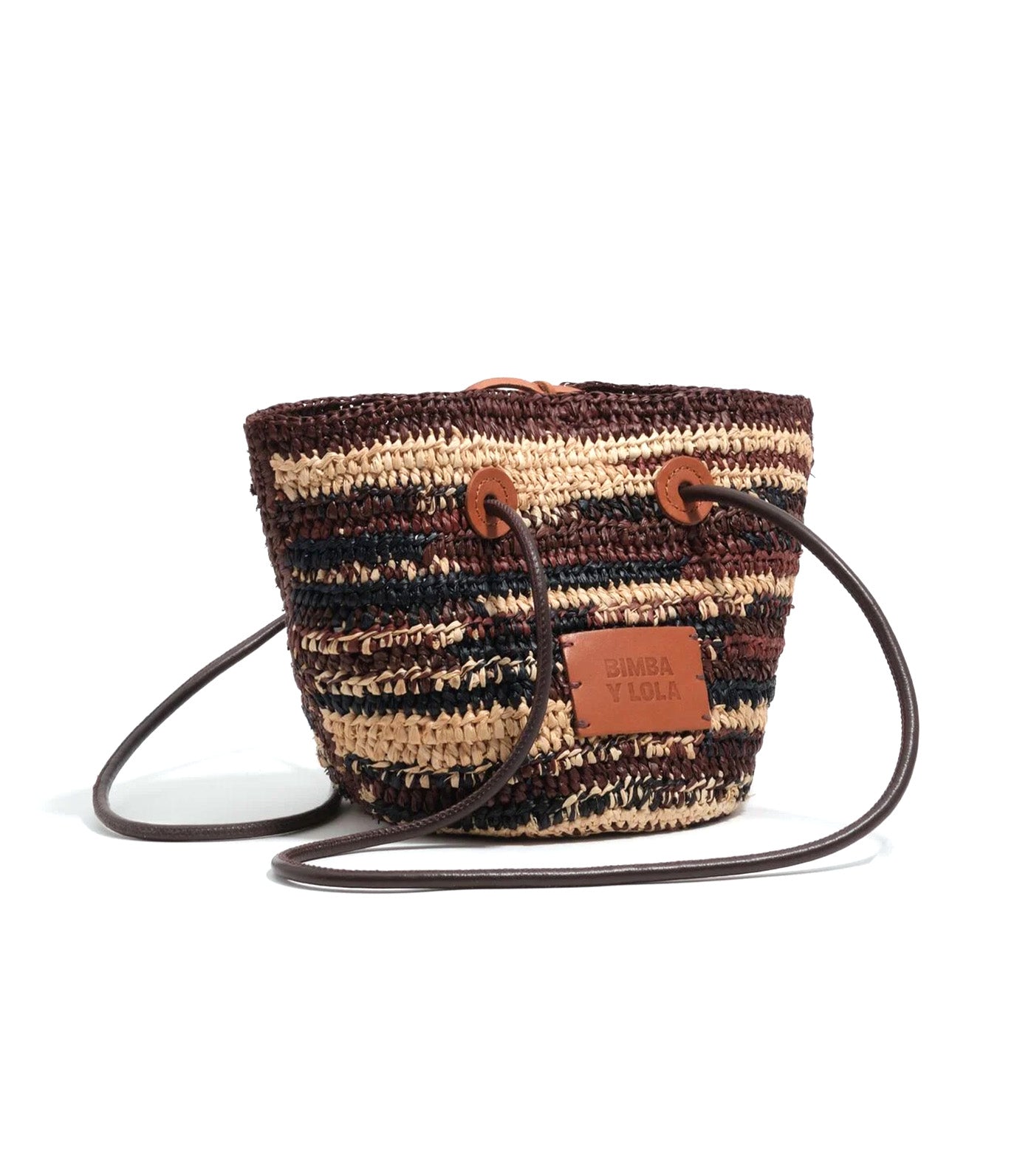 Small Carrycot Bag Raffia Dark Brown