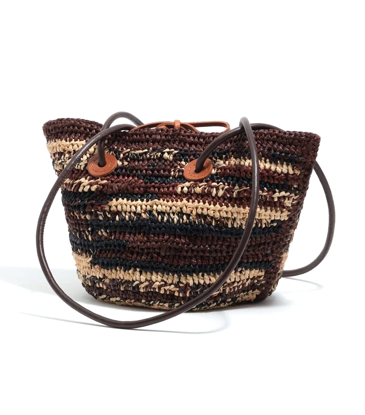 Small Carrycot Bag Raffia Dark Brown