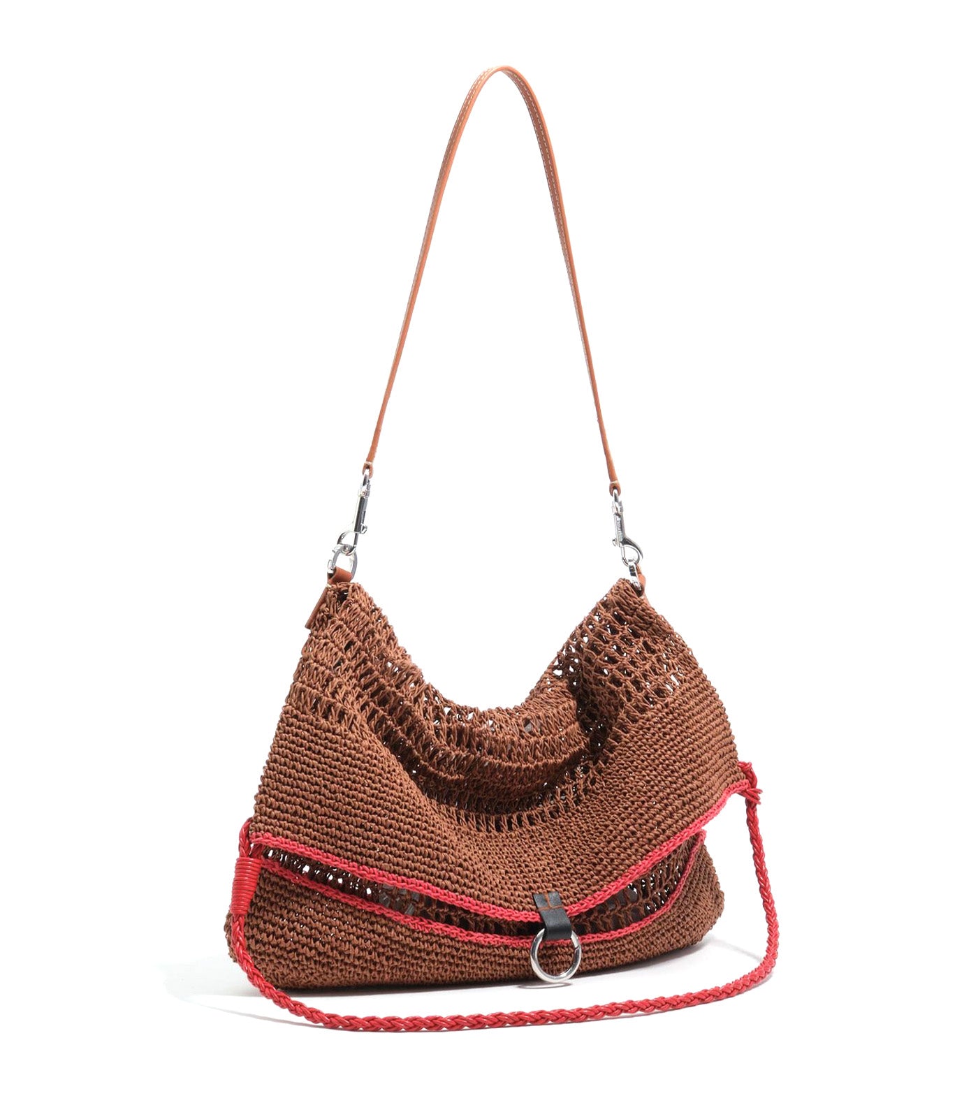Medium Shoulder Bag with Oak Raffia Effect