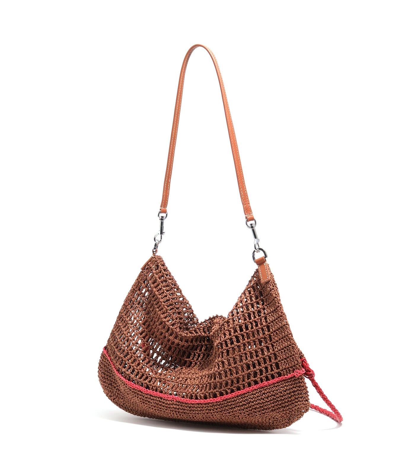 Medium Shoulder Bag with Oak Raffia Effect