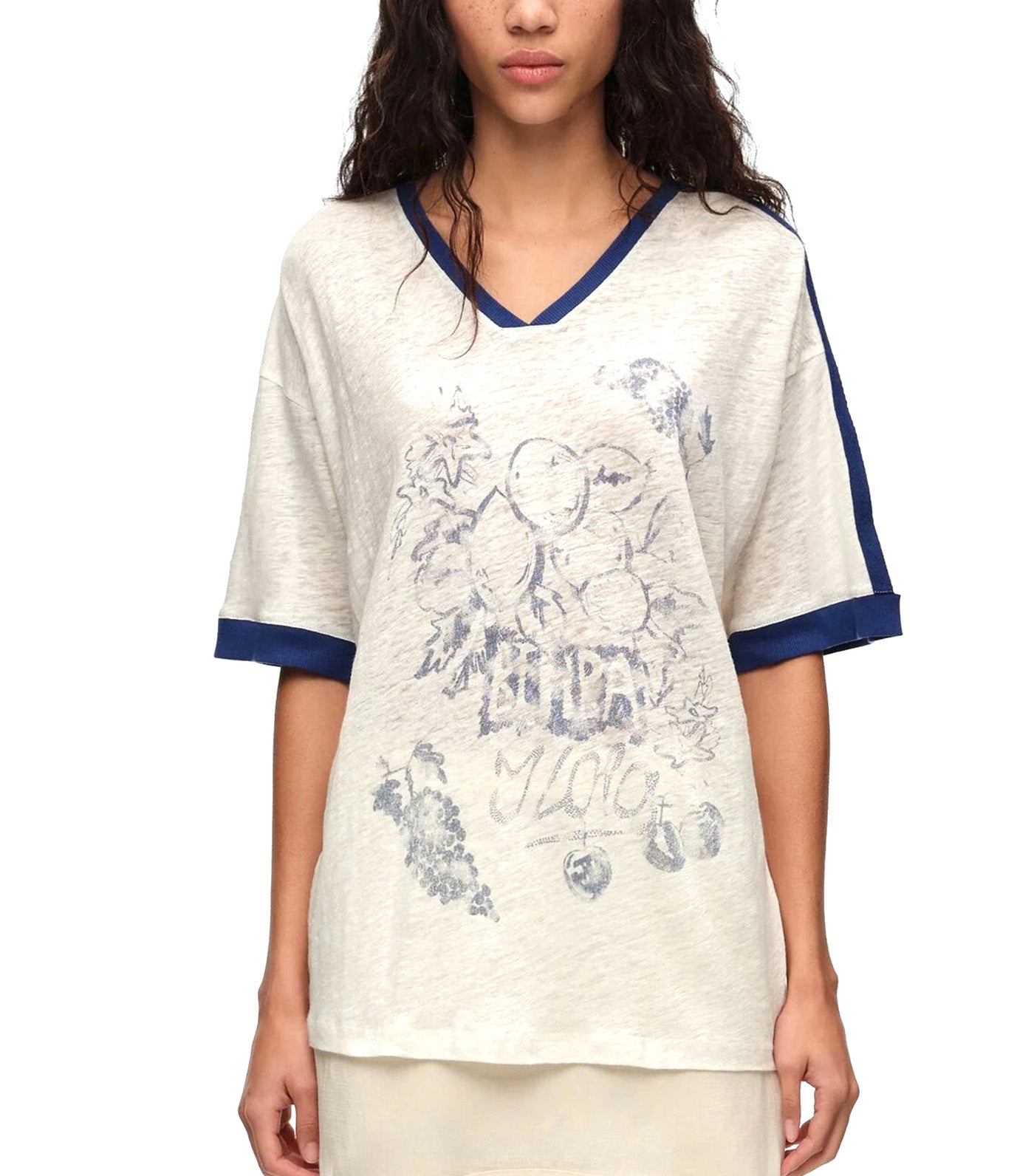 Fruit Logo T-Shirt Washed Linen Ivory