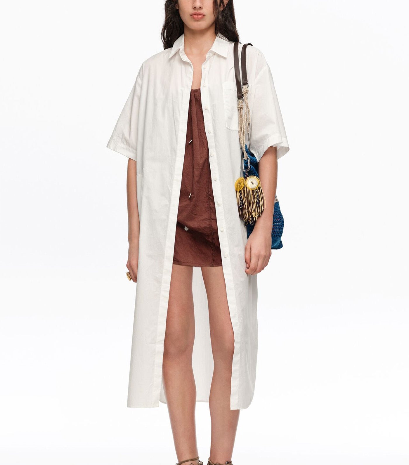 Cotton Embroidered Shirt Dress White