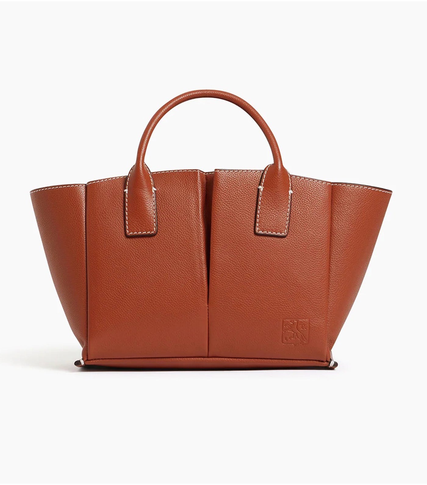 Le Tanneur Elena Small Handbag in Grained Leather Mahogany Brown