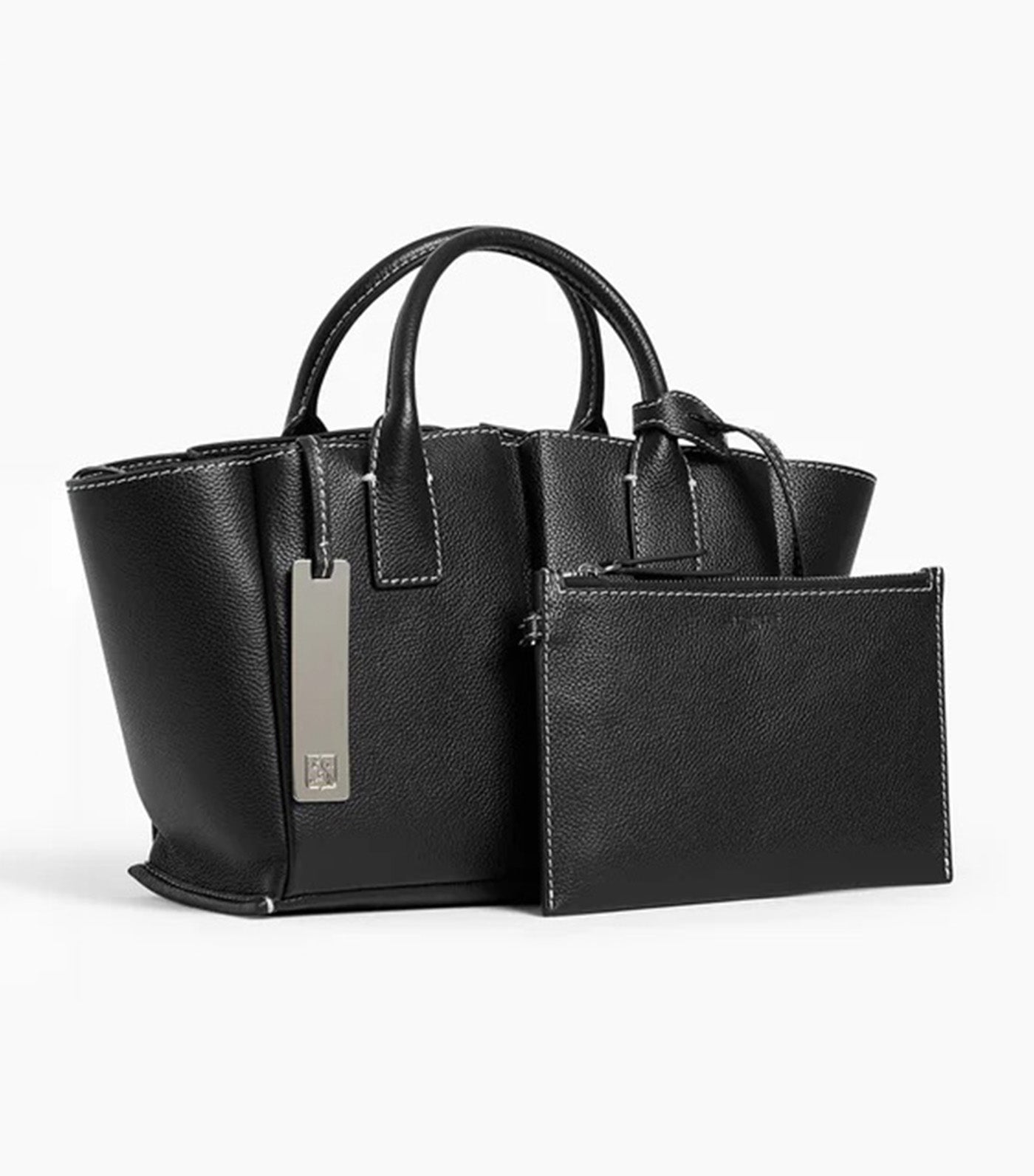 Le Tanneur Elena Small Handbag in Grained Leather Black