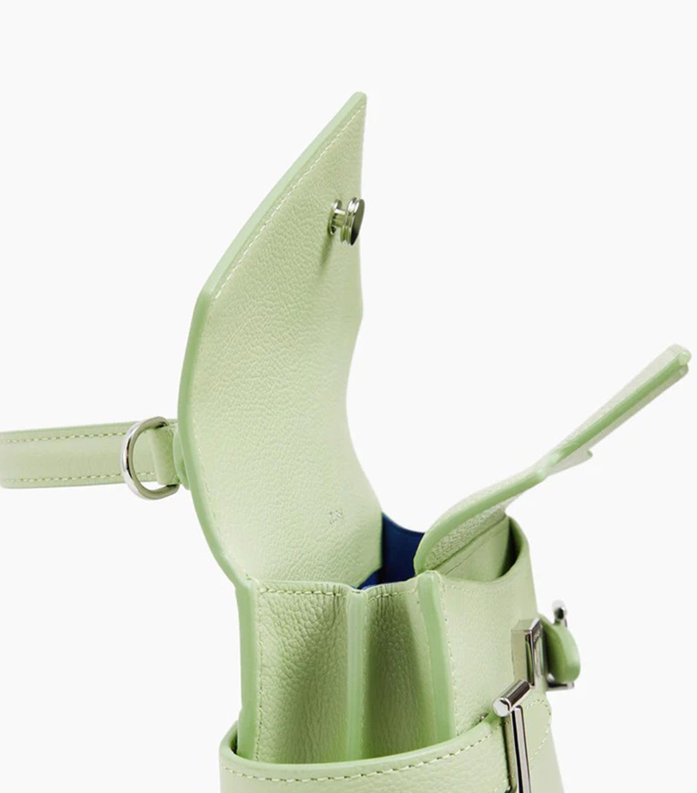 Le Tanneur Emily Small Double Flap Handbag in Grained Leather Aloe Green