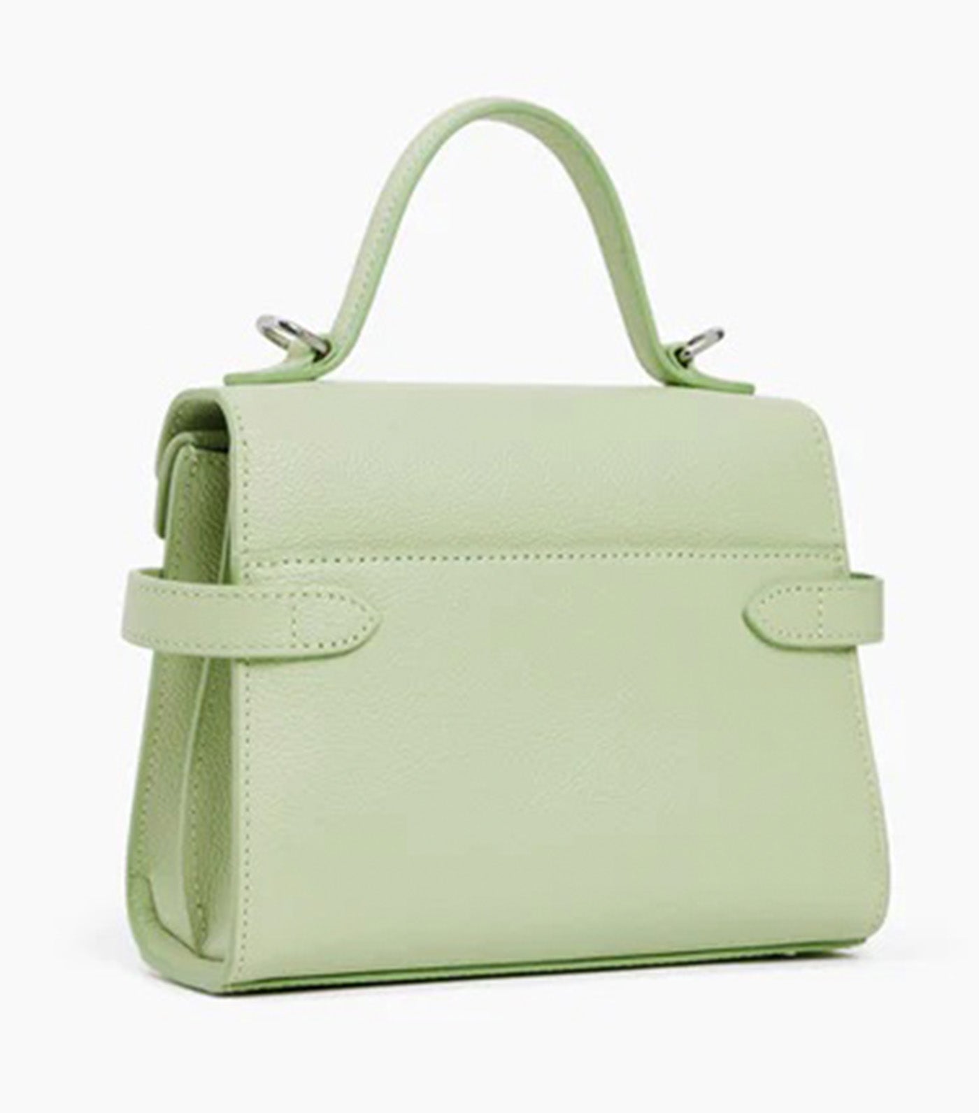 Le Tanneur Emily Small Double Flap Handbag in Grained Leather Aloe Green