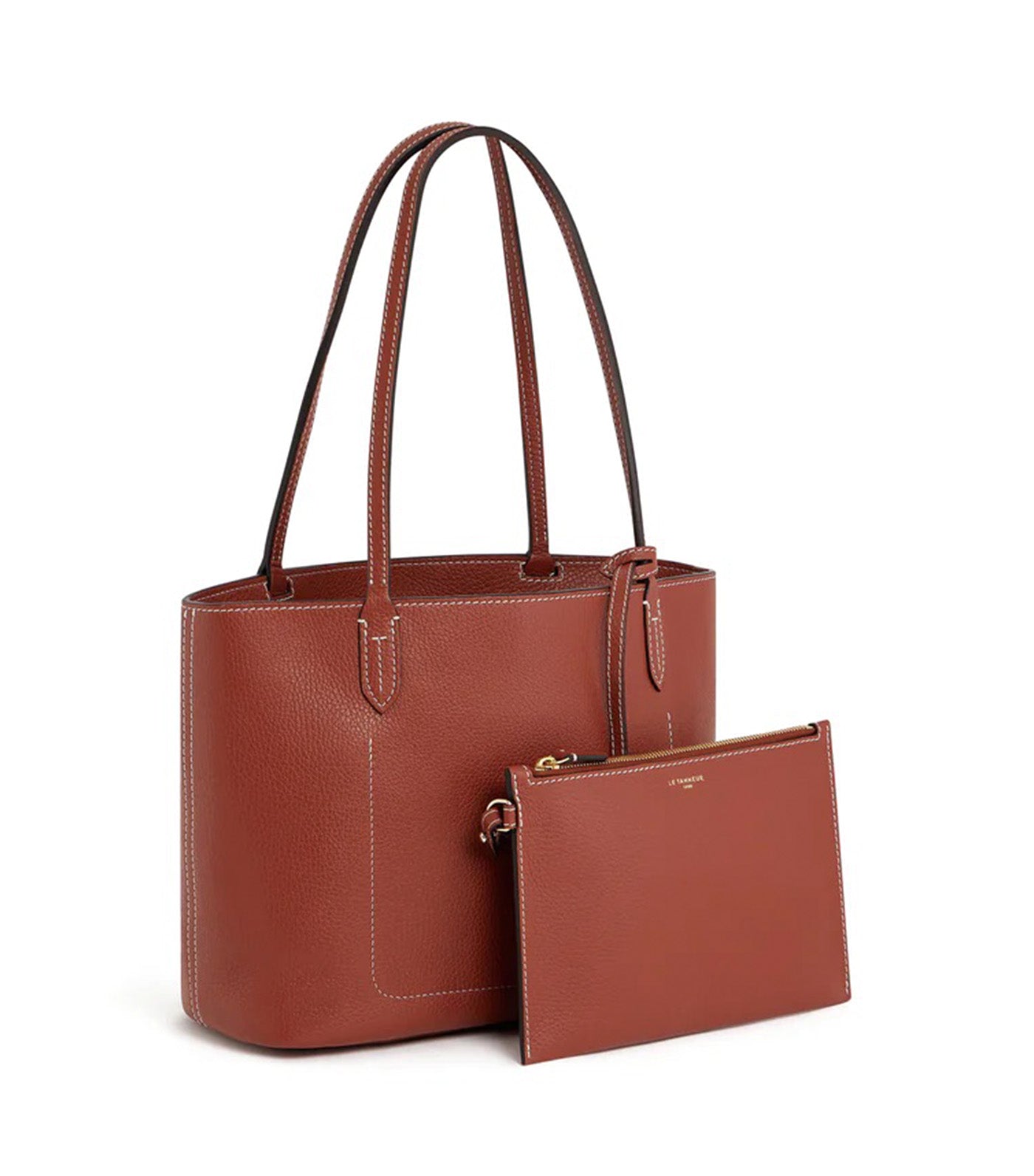 Louise Small Grained Leather Tote Bag Mahogany/Twilight
