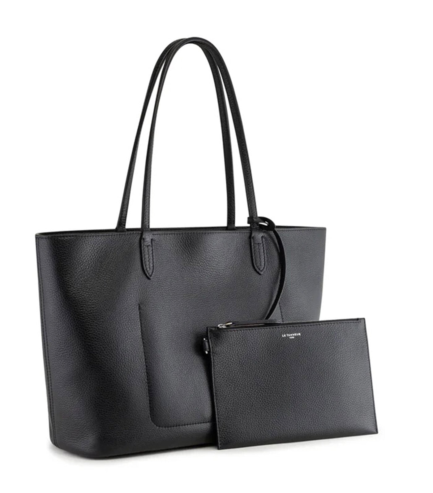 Louise Large Pebbled Leather Tote Bag Black/The Blue