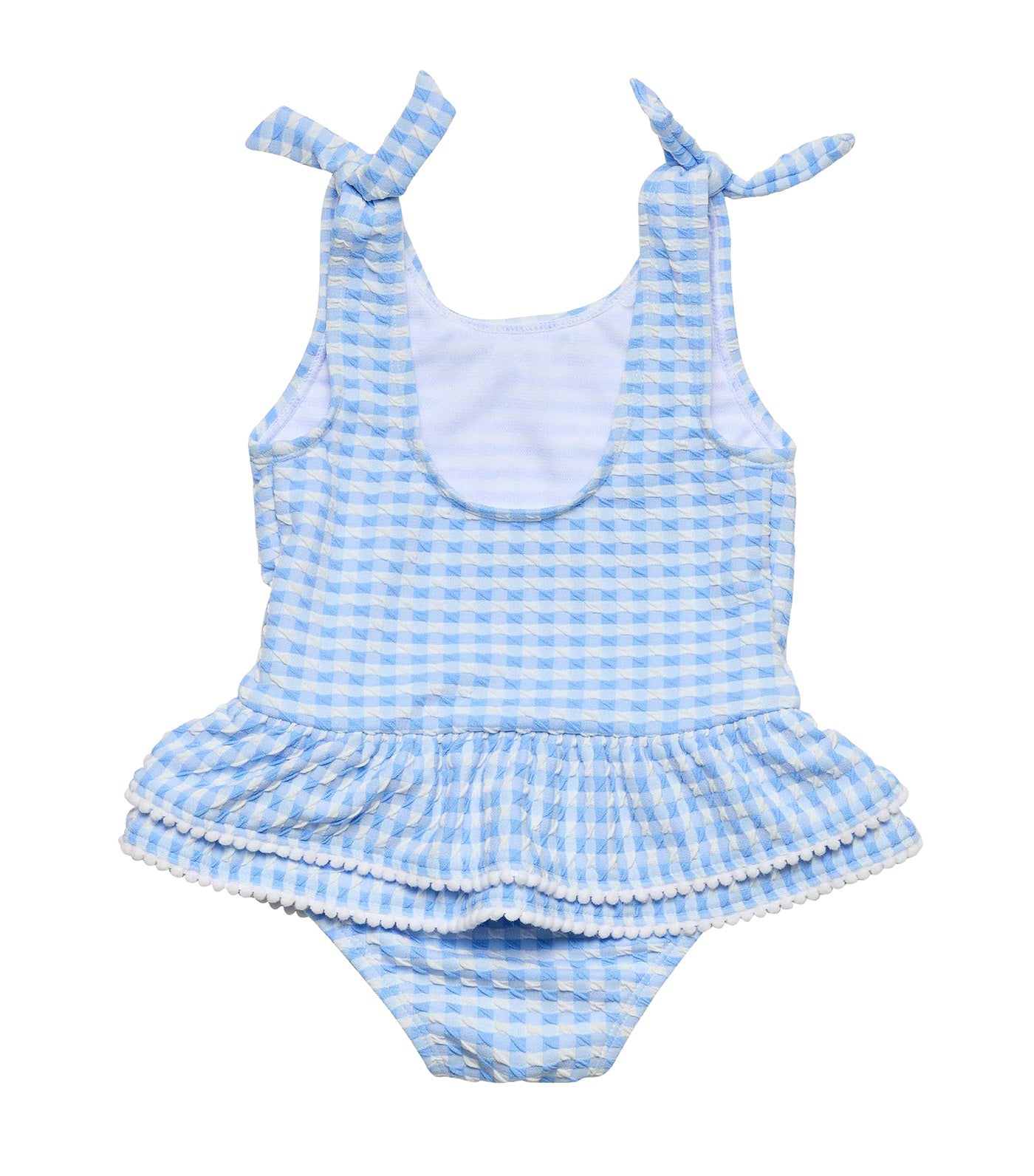 Seaside Gingham Skirt Swimsuit Blue