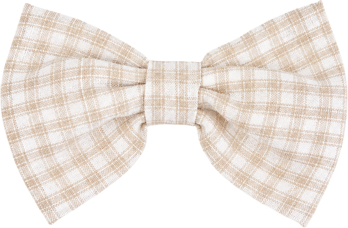 Sonya Girls Checkered Smocked Dress with Bow Clip Beige