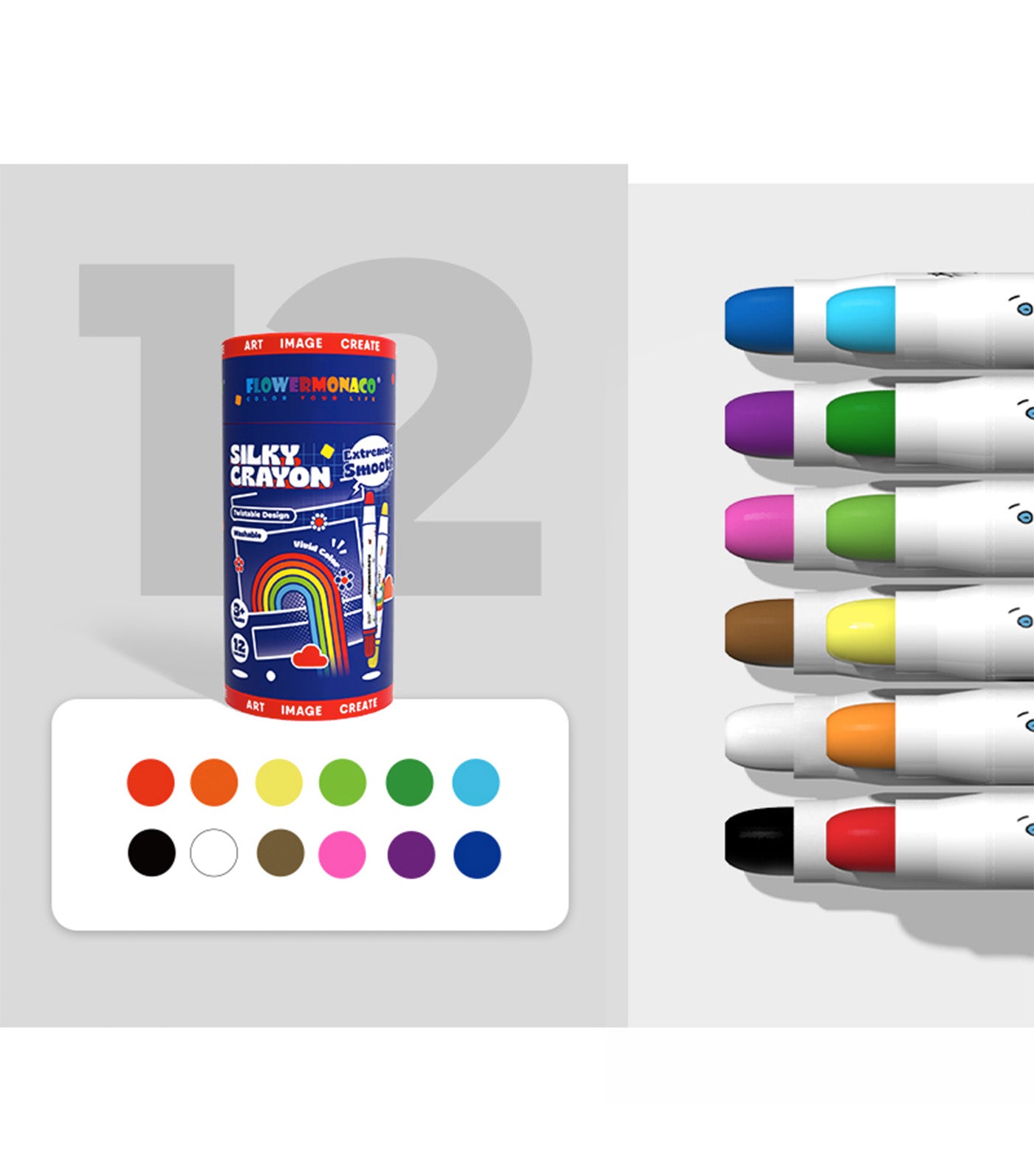 Silky Crayons (12 Colors)