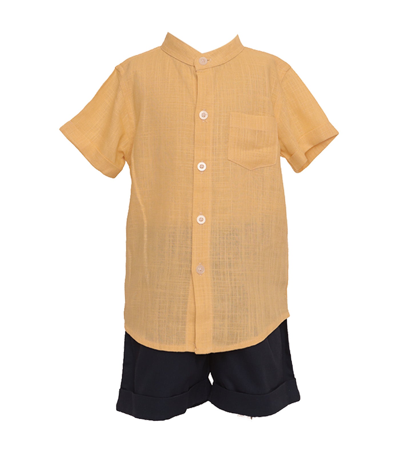 Ian Short Sleeve Chino Collar Set Yellow