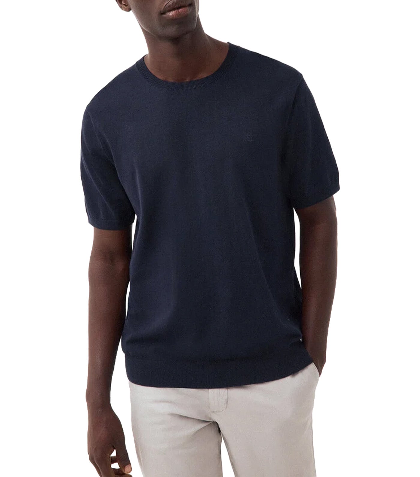 Premium Cotton Knit T-Shirt Navy