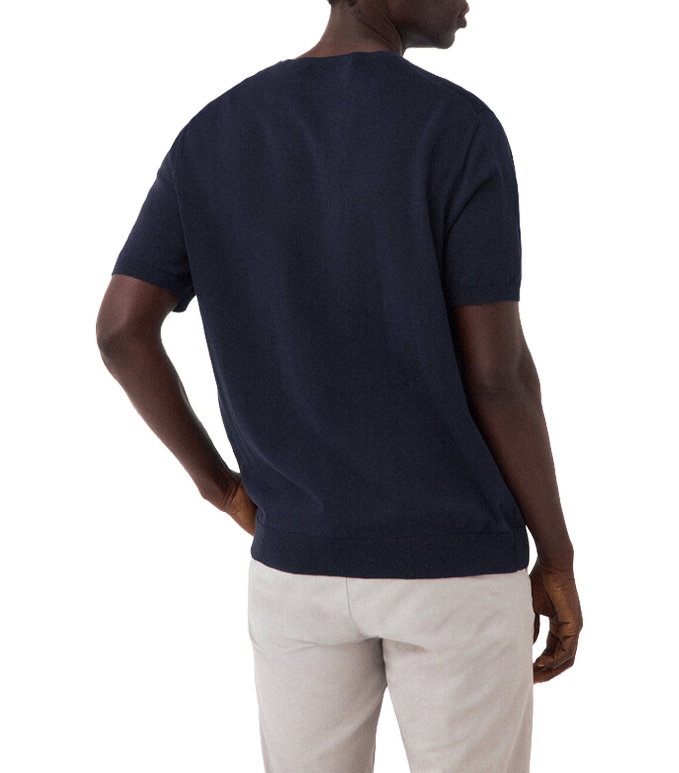 Premium Cotton Knit T-Shirt Navy