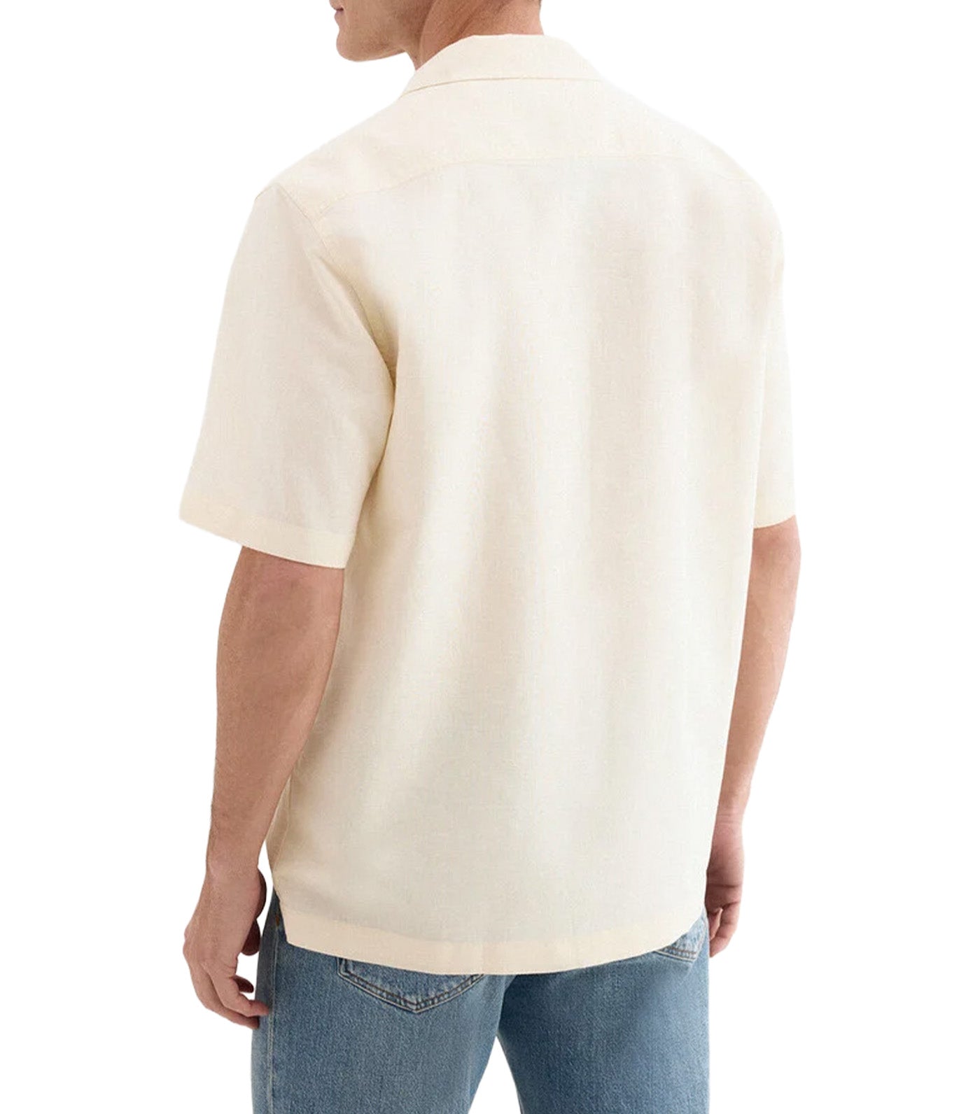 Short-Sleeved Cotton Linen Shirt Yellow