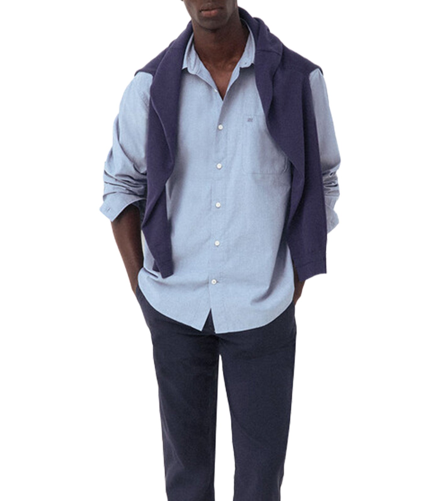 Plain Poplin Relax Fit Shirt Blue