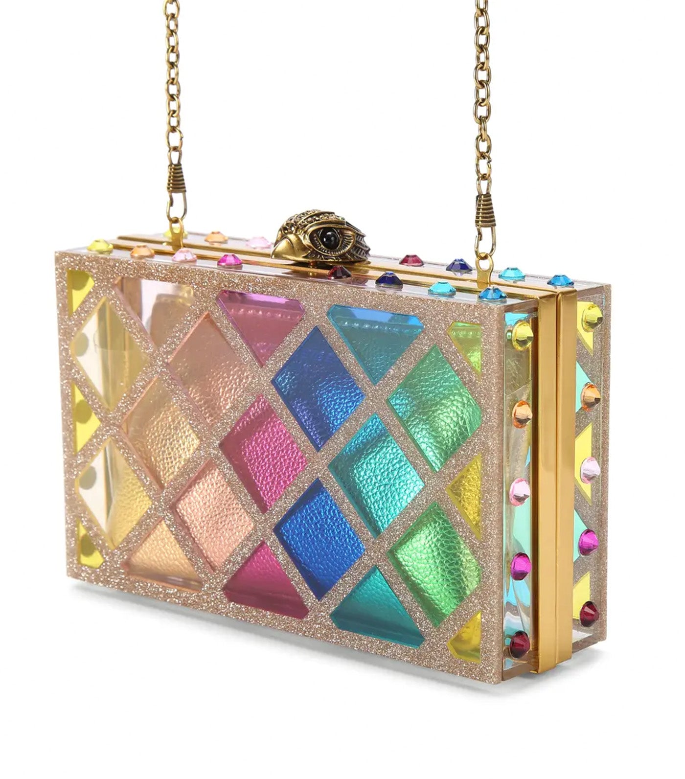 Crystal Quilt Box Clutch Multi