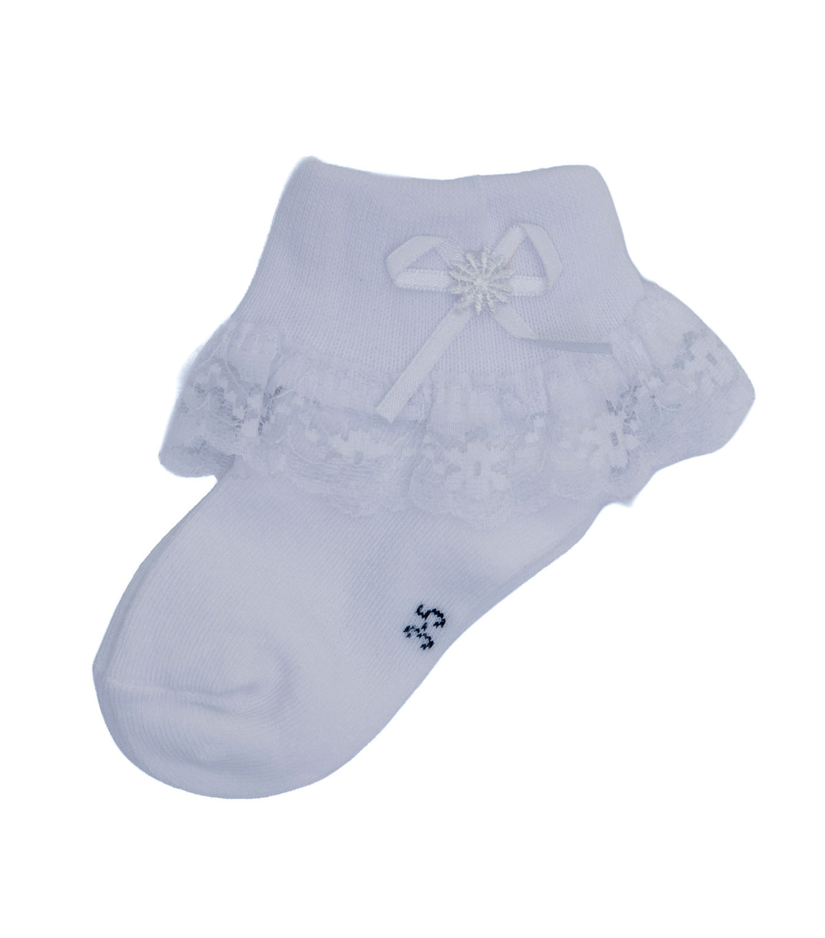 Socks with Lace & Ribbon White