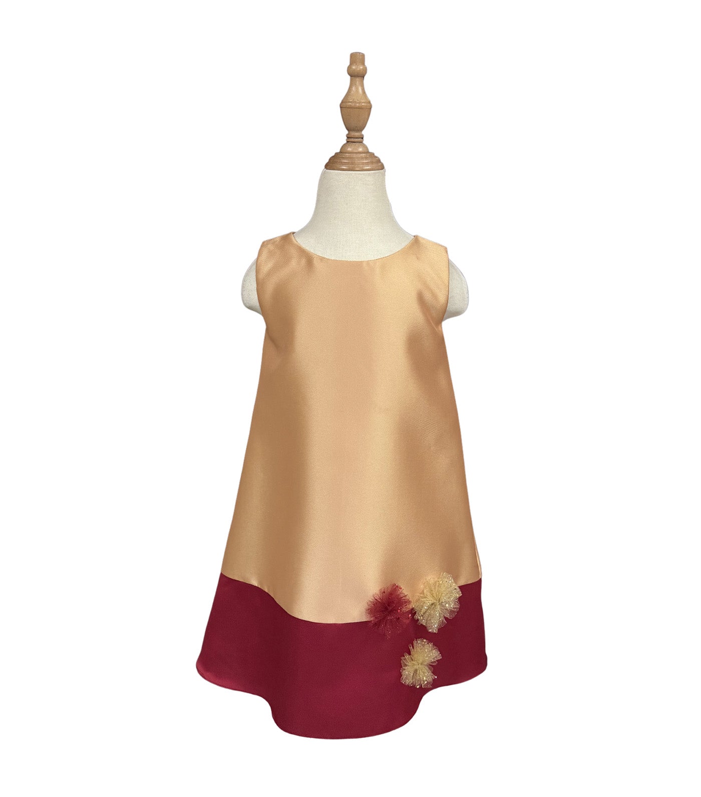 Kyra 2 Layer A-Line Mikado Sleeveless Dress Gold/Red