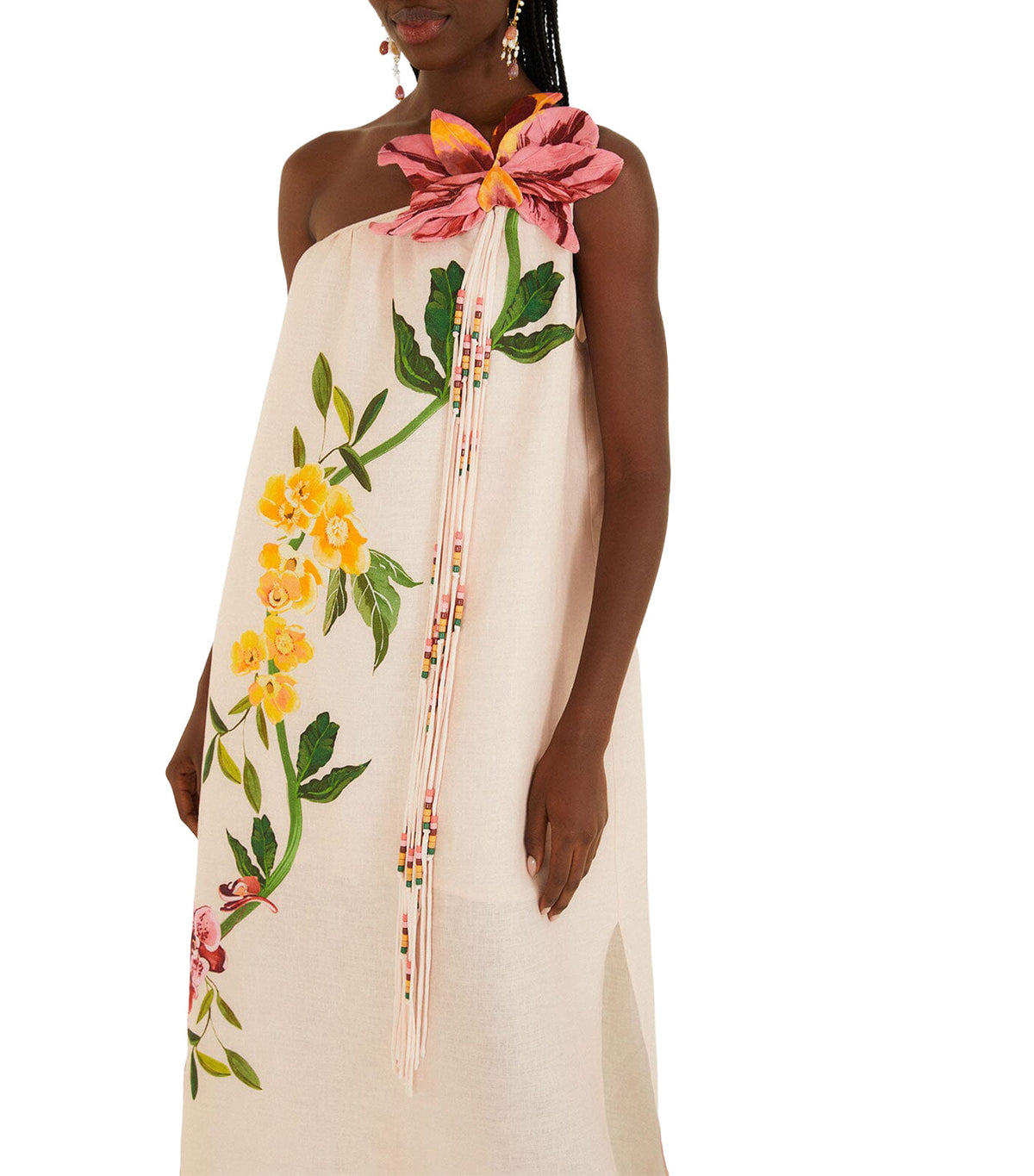 Pink Garden Terrace 3D One-Shoulder Maxi Dress Multi