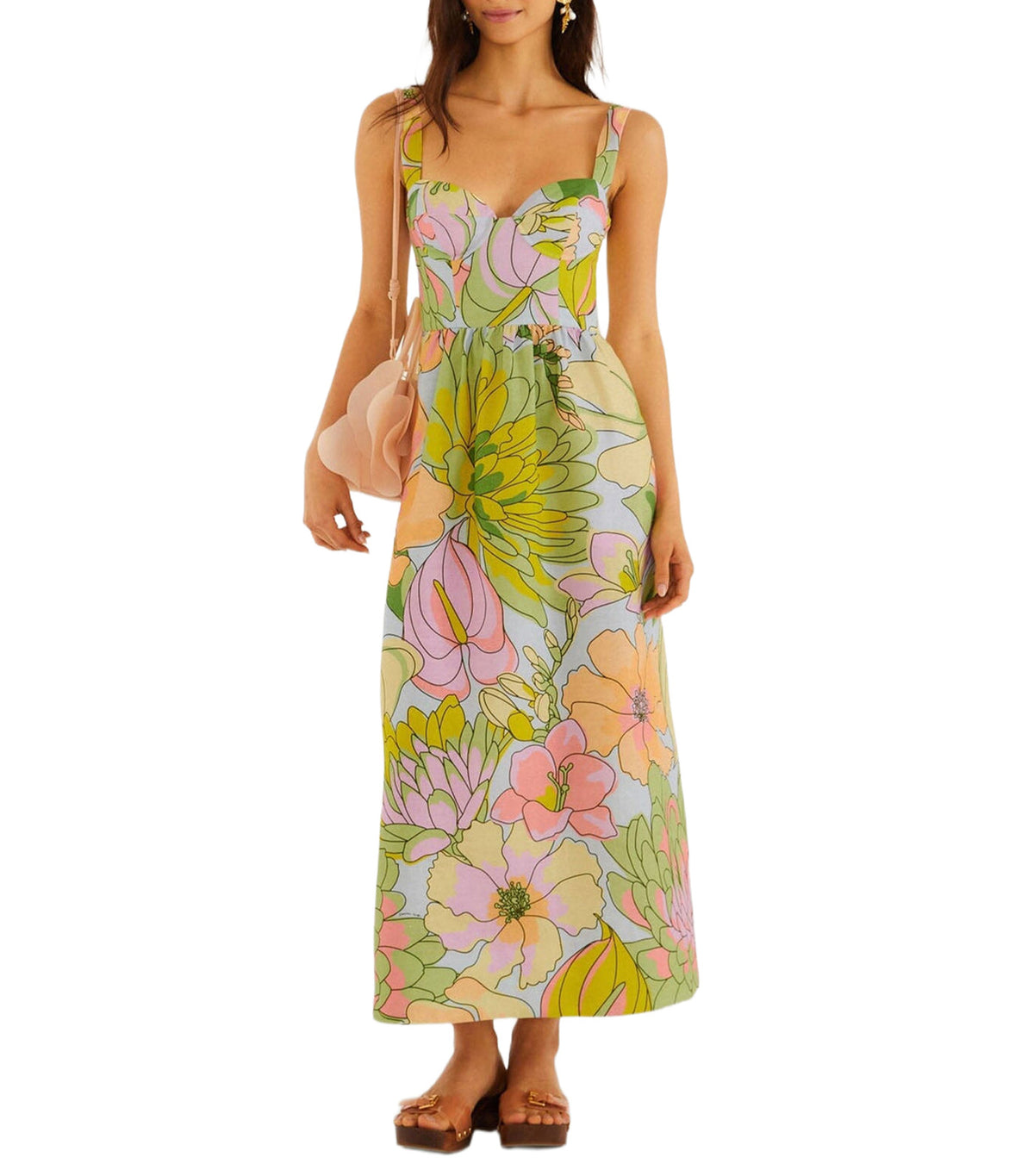 Spring Affair Maxi Dress Sleeveless Light Blue Multi
