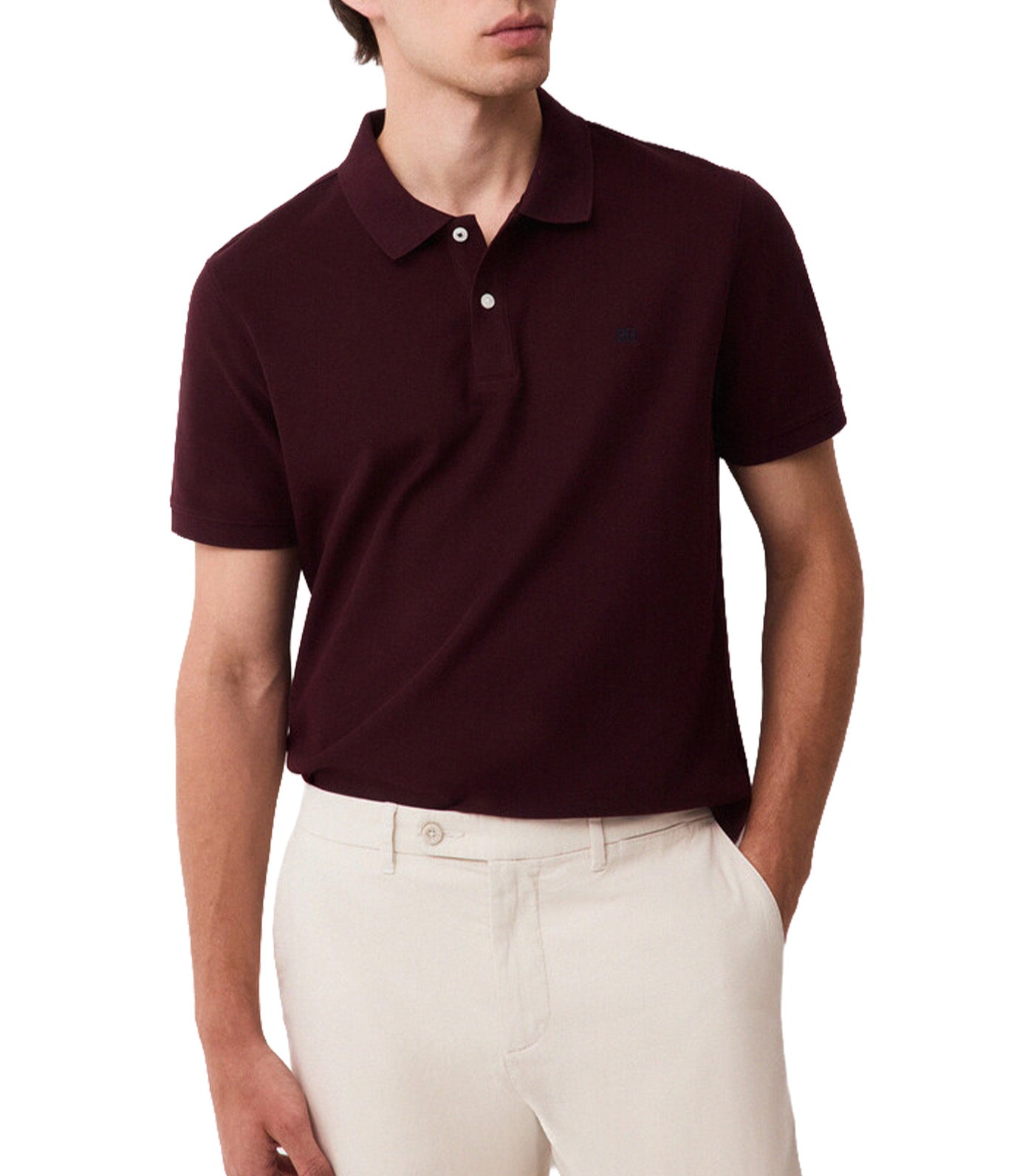 Basic Slim Piqué Polo Shirt Maroon