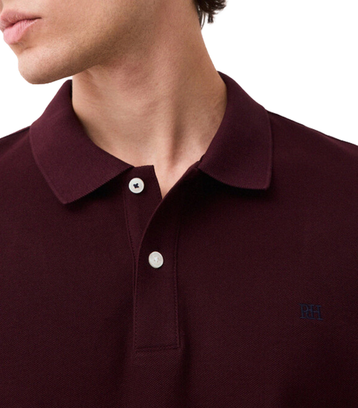 Basic Slim Piqué Polo Shirt Maroon