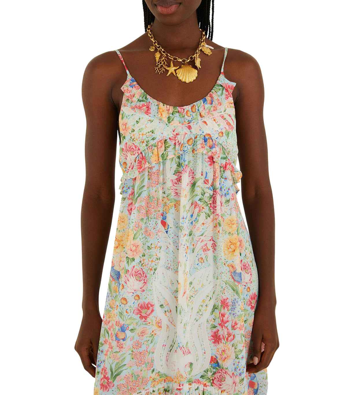 Garden Terrace One-Shoulder Maxi Dress Pink Multi