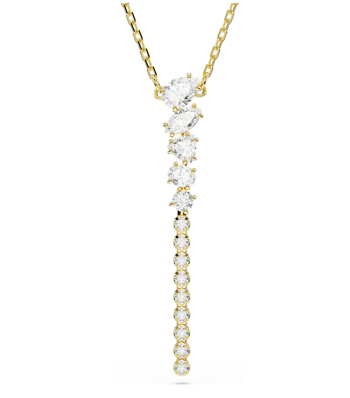Mesmera Y Necklace Mixed Cuts 18K Gold Finish White